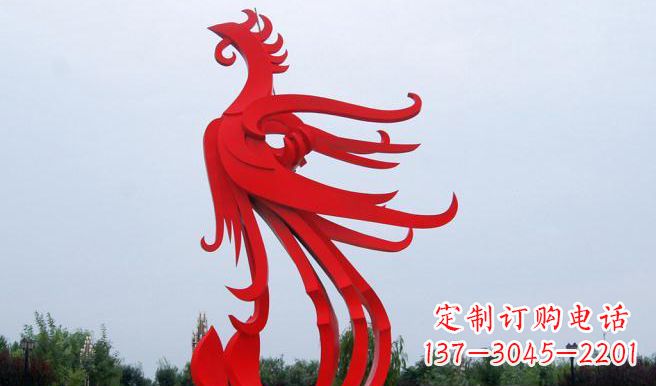 四川中领雕塑制作的精美不锈钢凤凰雕塑