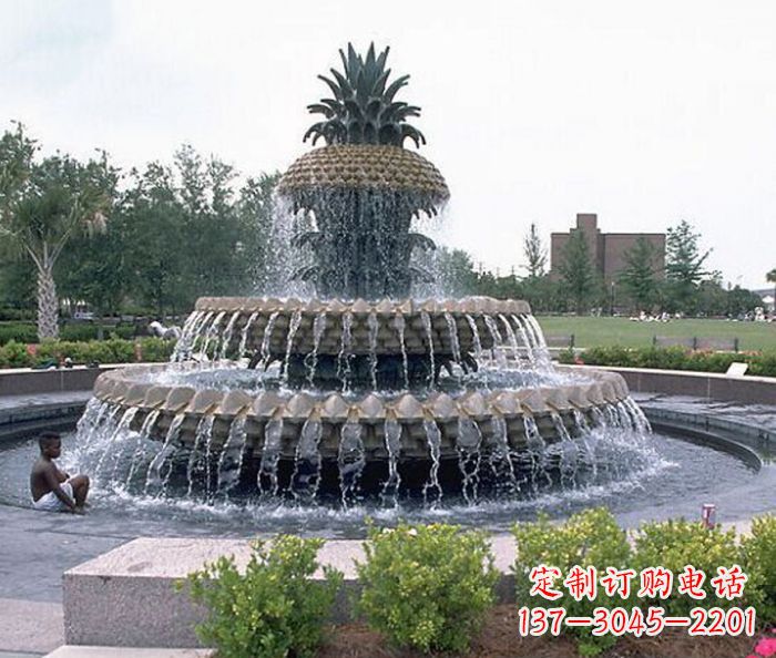 四川广场景观大型菠萝喷泉石雕