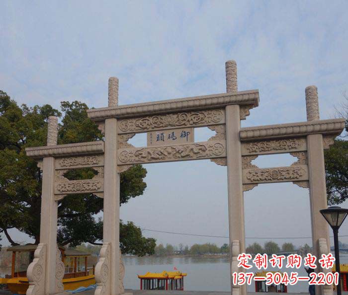 四川景区三门古典牌坊石雕