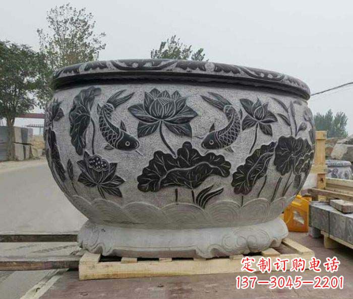 四川中领雕塑出品,精致仿古圆水缸雕塑