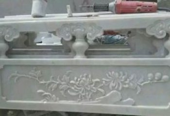 四川汉白玉花朵浮雕栏板，精致深具视觉立体感
