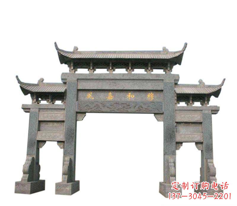 四川四门牌坊石雕:高端雕塑定制