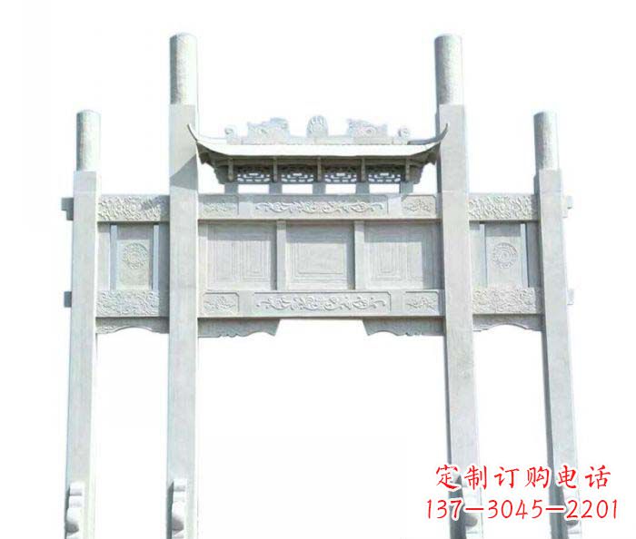 四川三门石雕牌坊定制精美牌坊雕塑