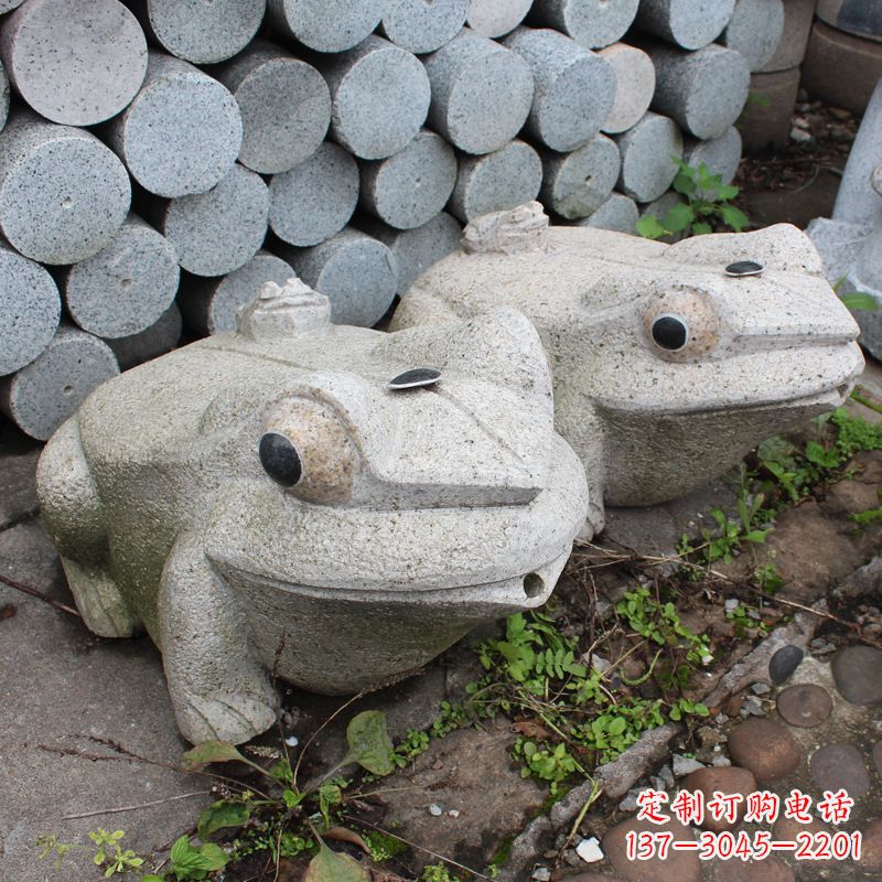 四川石雕青蛙喷水雕塑