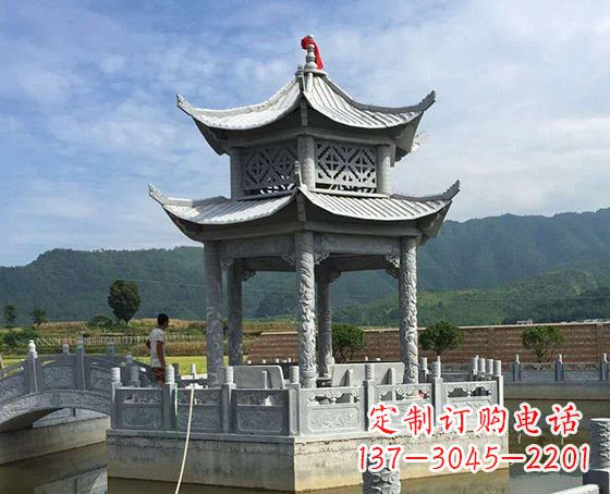 四川双层仿古凉亭石雕_1