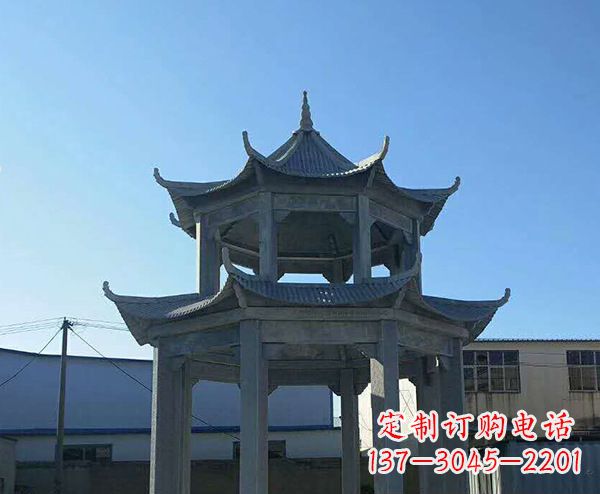 四川双层仿古石凉亭石雕_1