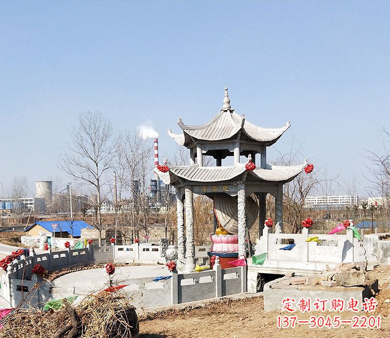 四川双层石凉亭石雕 (2)