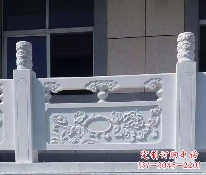 四川寺庙景观汉白玉石浮雕栏板 (4)