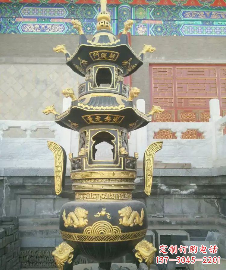 四川寺庙香炉铜雕_1