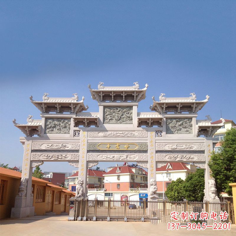 四川寺院大门石雕牌楼