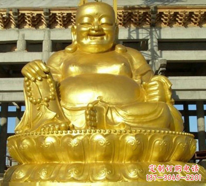 四川贴金弥勒佛铜雕