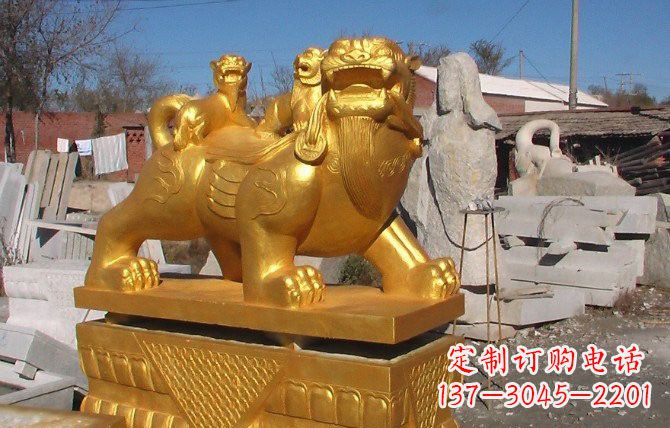 四川铜雕母子貔貅