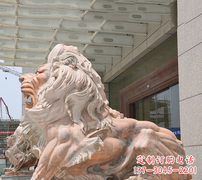 四川晚霞红欧式狮子石雕 (3)