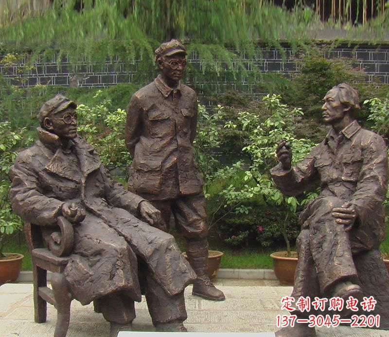 四川伟人毛泽东刘伯承铜雕