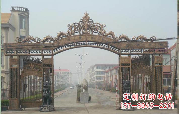 四川小区不锈钢门口牌坊雕塑