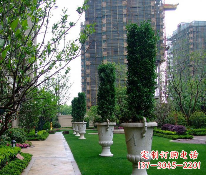 四川小区景观大理石花盆石雕 (7)