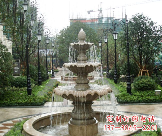 四川小区景观大理石喷泉石雕 (4)