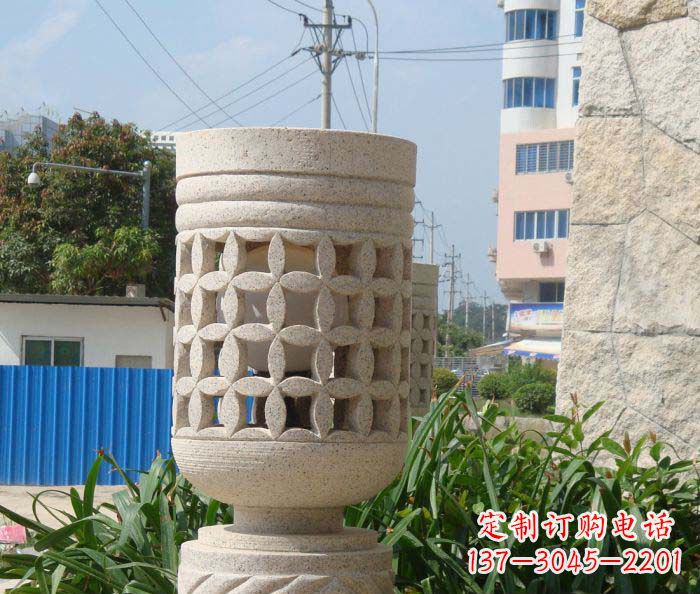 四川小区景观镂空石灯石雕