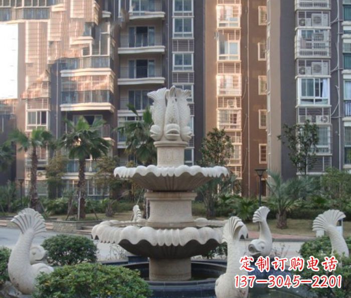 四川小区景观鲤鱼喷泉石雕