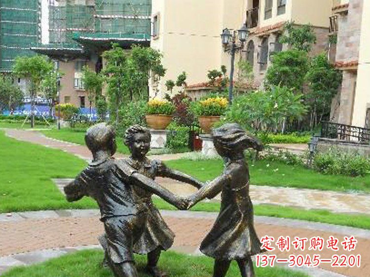四川小区铜雕儿童玩游戏人物雕塑
