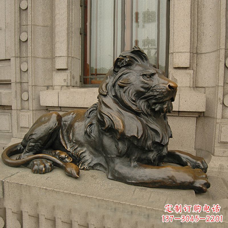 四川银行大门铜雕港币狮子看门动物雕塑
