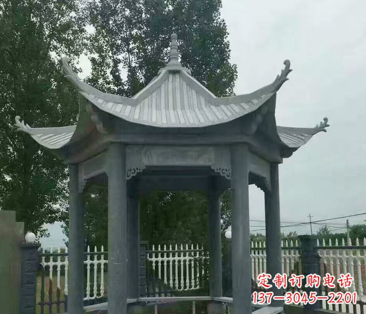 四川园林仿古石凉亭景观石雕 (2)