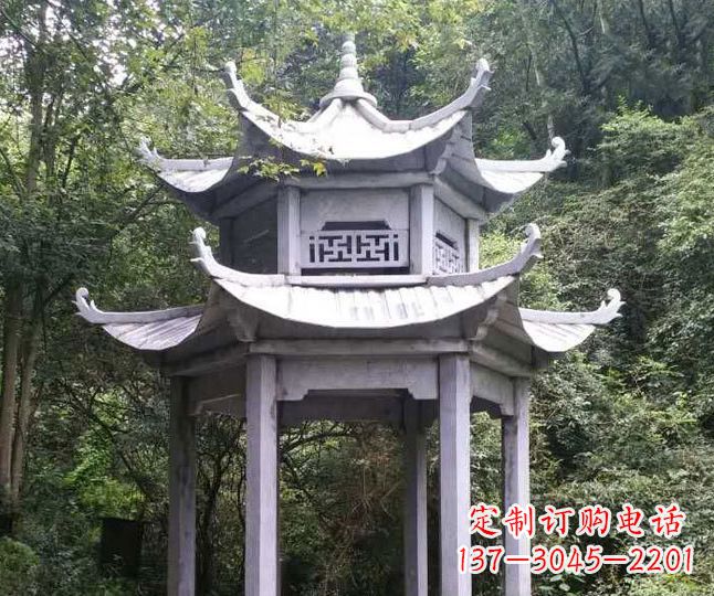 四川园林仿古石凉亭景观石雕 (3)