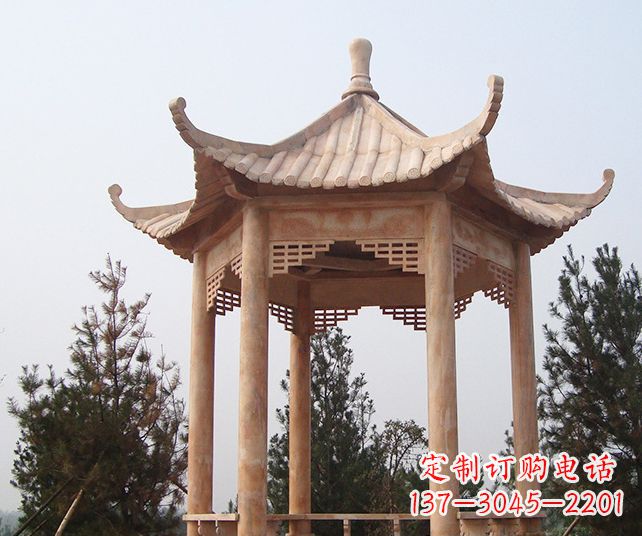 四川园林景观单层石雕凉亭 (3)