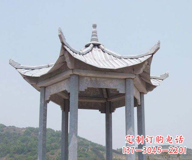 四川园林景观单层石雕凉亭 (2)