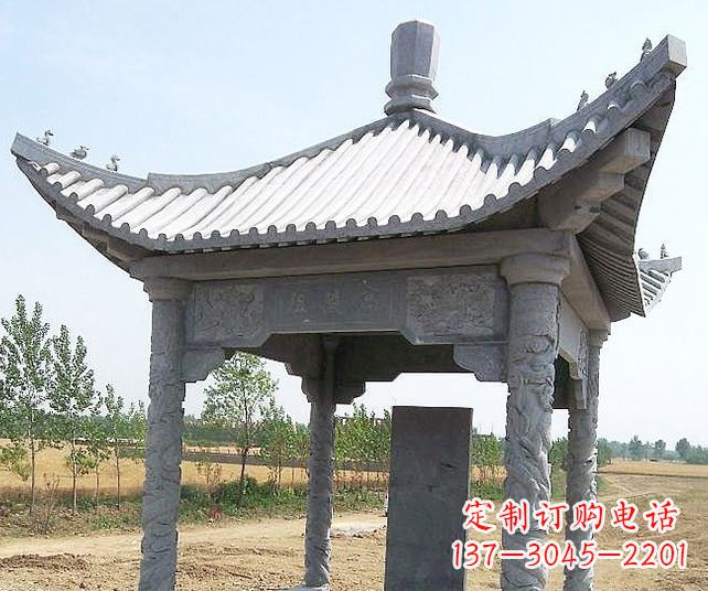 四川园林景观单层石雕凉亭 (4)