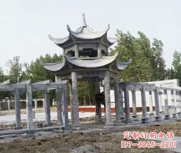 四川园林景观多层凉亭石雕 (2)