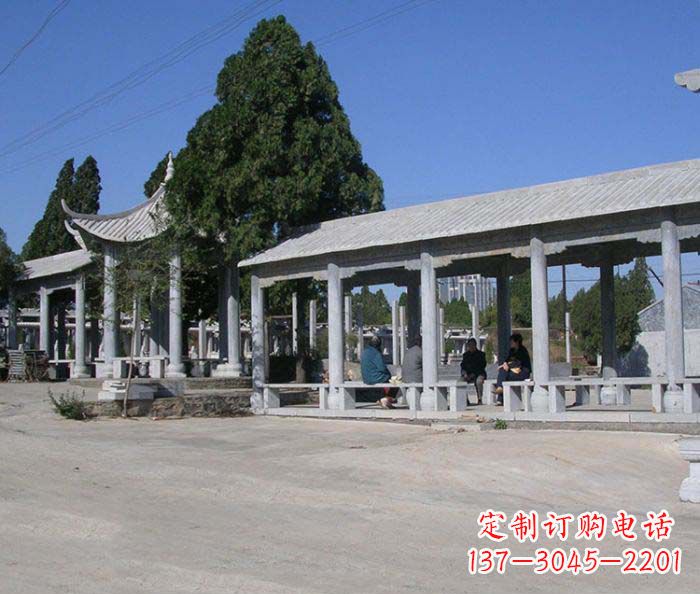 四川园林景观仿古石雕长廊凉亭 (2)