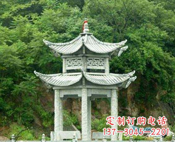四川园林双层六角石凉亭景观石雕