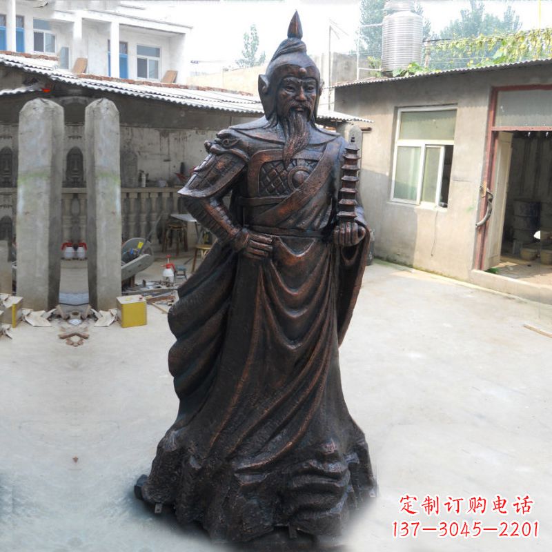 四川战神托塔天王李靖铸铜雕塑