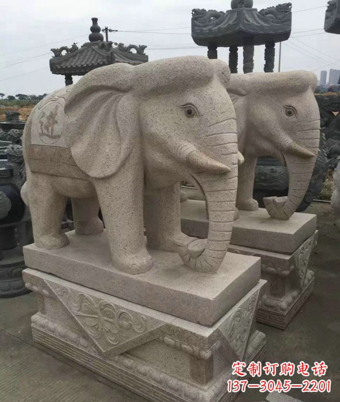 四川招财进宝大理石大象石雕
