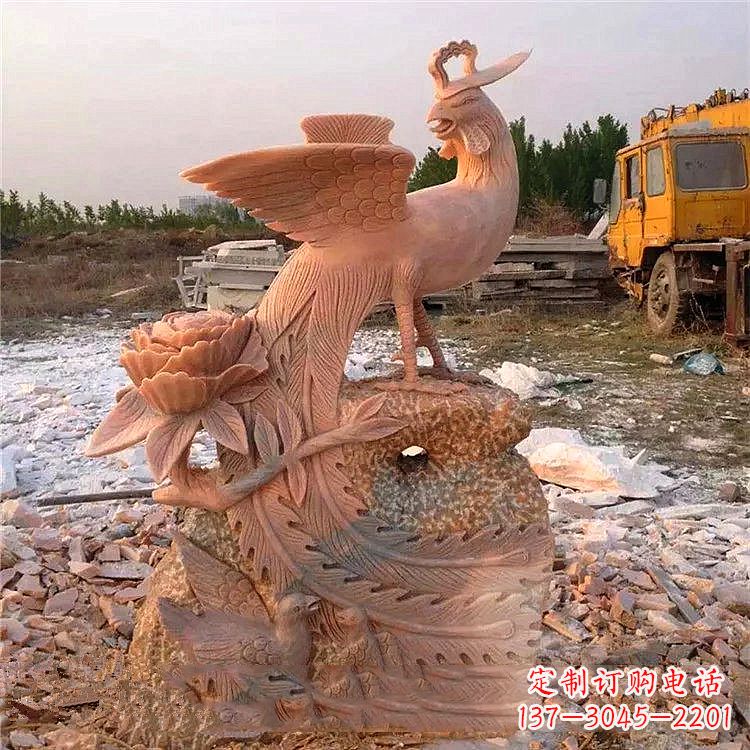 四川中国古代传说中的瑞鸟凤凰牡丹石雕
